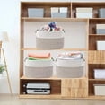thumbnail image 4 of Juego de 3 Cestas de Almacenamiento Tejidas con Cuerda de Algodón en Forma de Cubo, Ideales para Organizar Estanterías y Armarios - Decorativas y con Asas de Cuero Desmontables (3 Pcs), 4 of 6