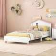 thumbnail image 4 of Gzxs 3-Pieces Bedroom Set, Twin Size Wood Platform Bed with House-Shaped Headboard, 2-Drawers, and 6-Drawers Dresser, White+Pink, 4 of 9