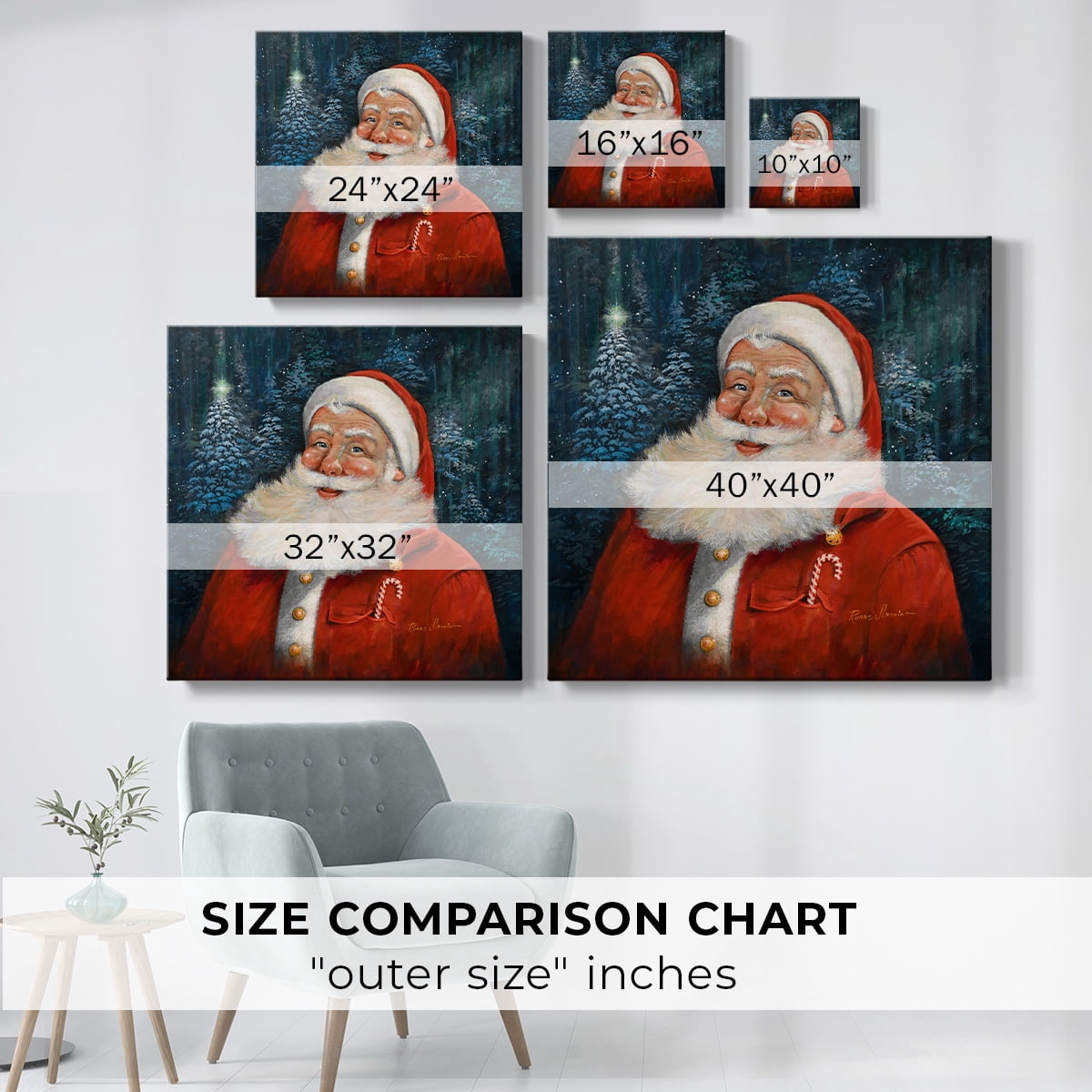 Candy Cane Santa- Gallery Wrapped Canvas