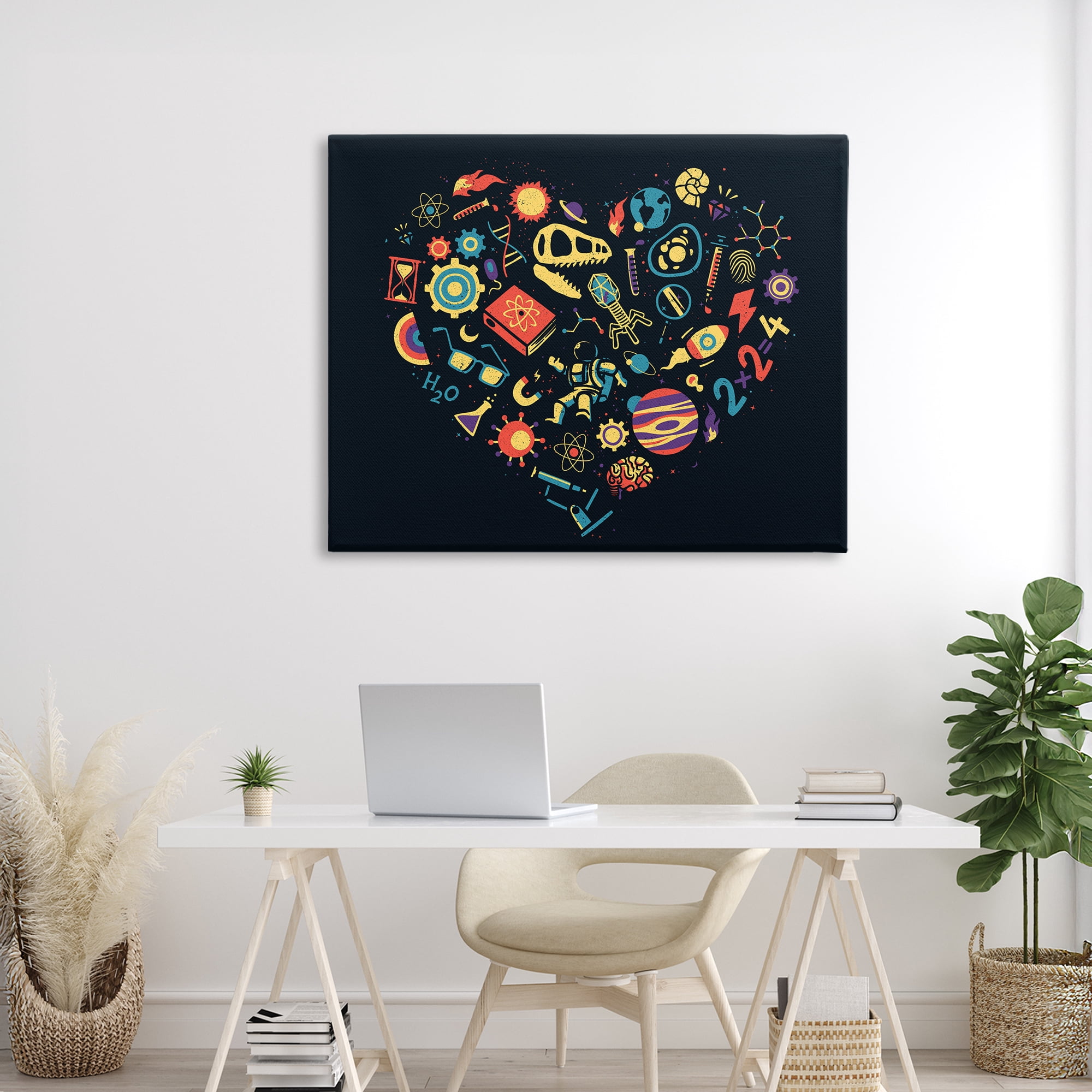 Stupell Industries Retro Science Heart Canvas Wall Art, design by Tobe Fonseca