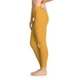thumbnail image 3 of Sweet Mustard Color Leggings Women Poly-Span Solid Color Print Yellow Leggings 5, 3 of 8