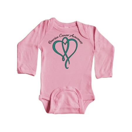 

Inktastic Ovarian Cancer Awareness with Teal Heart Ribbon Gift Baby Boy or Baby Girl Long Sleeve Bodysuit
