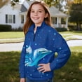 thumbnail image 3 of Uorisanigo Quarter Zip Pullover Sweatshirts for Teen Girls, Casual Blue Dolphin Long Sleeve Pullover Crop Tops, Fashion Fall Winter Clothes Drop Shoulder Workout Shirts Top, 3 of 7