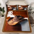 thumbnail image 2 of Feelyou Brown Cowgirl Hat Full Size Sheets, Fashion Cow Print Bed Sheets, 4 Pieces, 2 of 7