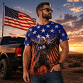 thumbnail image 3 of Omeoer Patriotic Eagle Wings Graphic T-Shirt for Men Women, USA Flag 3D Printed Short Sleeve Crewneck Tee, American Freedom Casual Shirt, 3 of 6