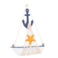 thumbnail image 2 of Wooden Sail Boat Adornment Mediterranean Style Sail Boat Cotton Rope Net Sailboat Ornament (Iron Anchor Style), 2 of 2
