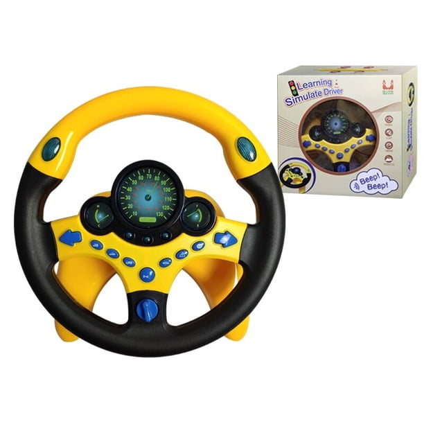 Juguete de volante de simulación eléctrica para niños, coche multifuncional, música y luz de conducción con juguete, regalo para niños y niñas
