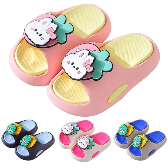 WUANDIXFA Cloud Slides for Kids Shower Slippers Boys Girls Bathroom Pool Sandals Comfy Thick Sole Summer Non Slip Beach (Red, 2)