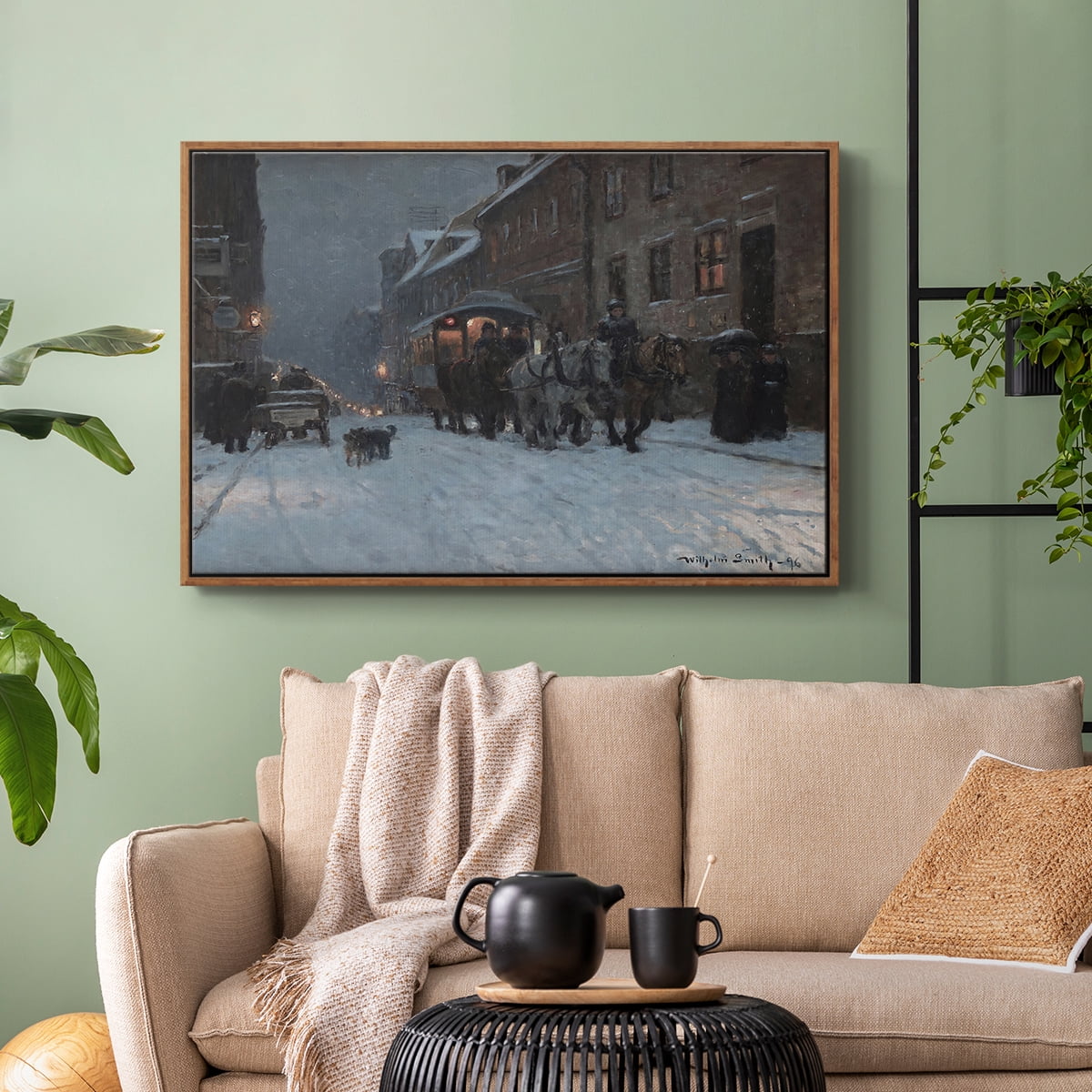 Vintage Landscape-CCCLXXXIV By Wexford Home Framed in Walnut Wood Gallery Wrapped Canvas 25 in. x 37 in.