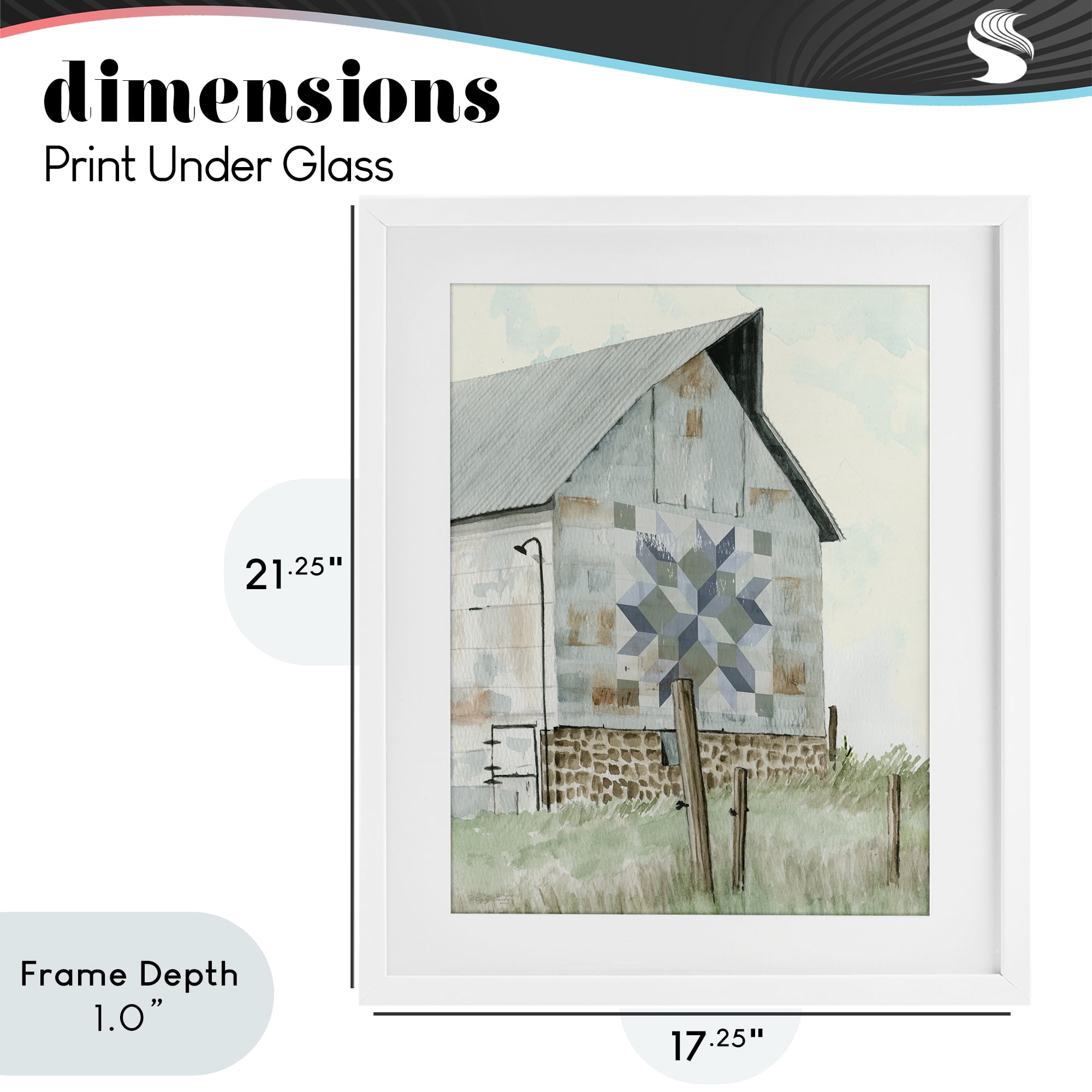 Stupell Industries Pickel's Barn Quilt White Framed Print Under Glass, design by Cindy Jacobs