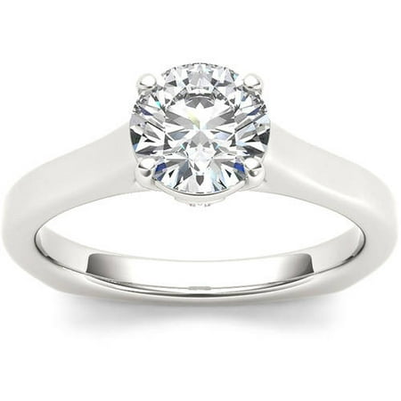 1 Carat T.W. Diamond Euro Style Solitaire 14kt White Gold Engagement Ring