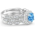 thumbnail image 2 of beryl_creation 2.00 Ct Round Cut Blue Topaz Wedding Engagement Bridal Ring Set 14K White Gold Plated 925 Sterling Silver For Women's -5.5, 2 of 3