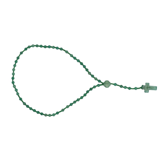 Rosario de cuentas verdes, collar de cuentas brillantes de rosario católico, collar de cuentas de rosario elaborado por expertos