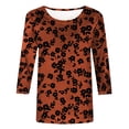 thumbnail image 4 of Camiseta de Cuello Redondo Impresa Casual para Mujeres con Mangas 3/4, Camiseta de Moda Casual de Longitud Media, 4 of 4