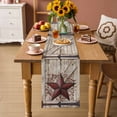thumbnail image 6 of Country Star Table Runner, Vintage Dark Black Red Star Berry Beige Barn Gate Cotton Linen Kitchen Table Decoration Washable Dining Tabletop Runners for Home Party Decor 13x120 Inches, 6 of 9