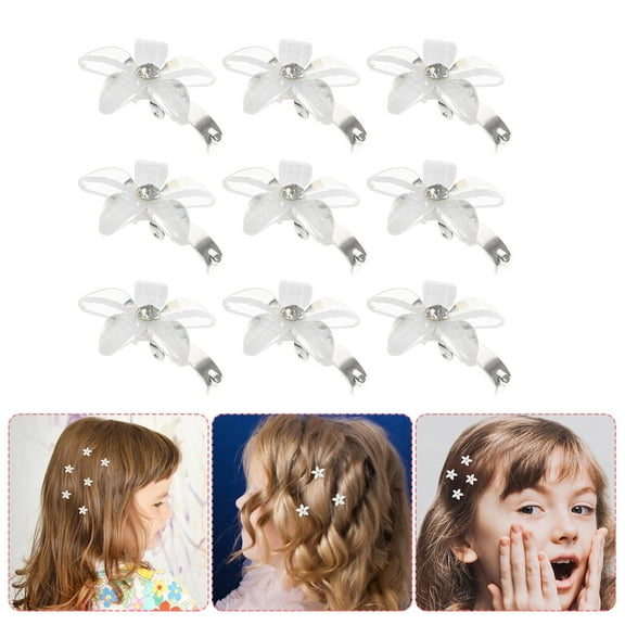 HAKIDZEL 20pcs White Rhinestone Mini Flower Hair Clips for Kids and Adults Perfect for Parties and Daily Use