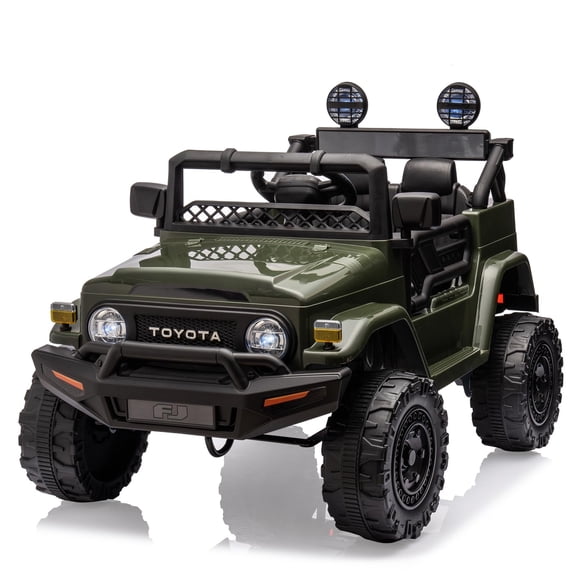 TROPOW Kids Cars Electric Ride On,Kids Ride On Car, Licensed Toyota 12V Ride On Truck Car, Battery Powered Electric Kids Car with Remote Control, Music, LED Lights, Safety Belt for Boys Girls,Green