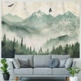 thumbnail image 4 of Chilfamy Mountain Forest Tapestry, Misty Foggy Sage Green Tree Landscape Watercolor Art Wall Tapestries, Nature Scenery Tapestry for Bedroom Living Room Backdrop Painting, 4 of 6