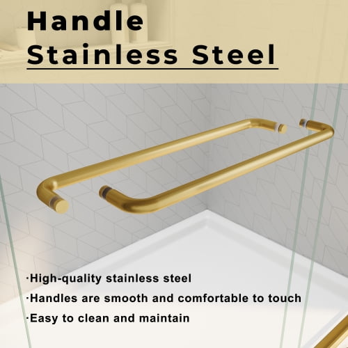 50-54 in.W x 72 in.H Double Sliding Framed Shower Door,Clear Tempered Glass,Stainless Steel Frame,Brushed Gold