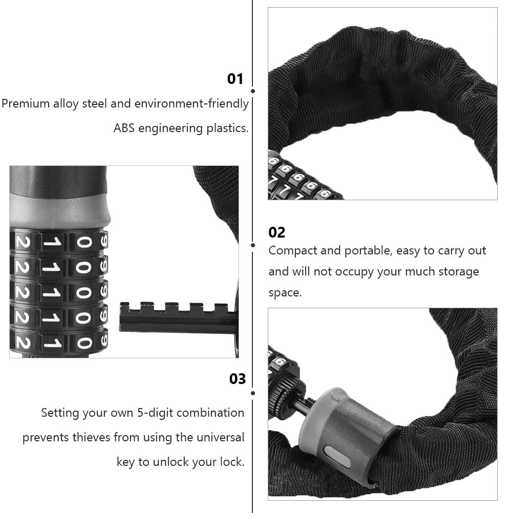 RENACLIPY Bike Security Lock Nylon Rust Prevention Combination 1Pack