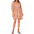 thumbnail image 2 of Wassery Women Summer Casual Mini Dress Hawaiian Resort Shattered Floral Print Tie-Up Half Sleeve Puff Sleeve Loose Baggy Dress, 2 of 7