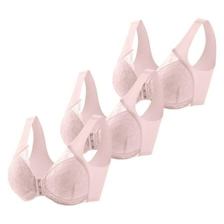 Blphud Bra Sexy Women Bras Plus Size Sports 3Pc Women s Front Side Buckle Lace Edge without Steel Ring Movement Seamless Adjustment Yoga Bra Trendy Lingerie for Women Pink XXL