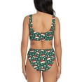 thumbnail image 3 of Honeii Santa Hat Joy Green Festive Print Women’s Bikini Set,Two Piece Swimsuit Bathing Suits,Stylish High Elasticity Swimwear for Beach and Pool, 3 of 7