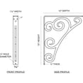 thumbnail image 2 of Ekena Millwork 1 1/2"W x 12"D x 15"H Tristan Wrought Iron Bracket, (Single center brace), Antiqued Brass, 2 of 8