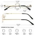 thumbnail image 6 of KOOSUFA Half Metal Moon Reading Glasses +2.5 Spring Hinge Half Frame Readers Eyeglasses Eyewear Gold, 6 of 8