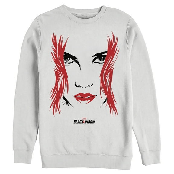 Men's Marvel Black Widow Painted 80's Face Sweatshirt White Medium