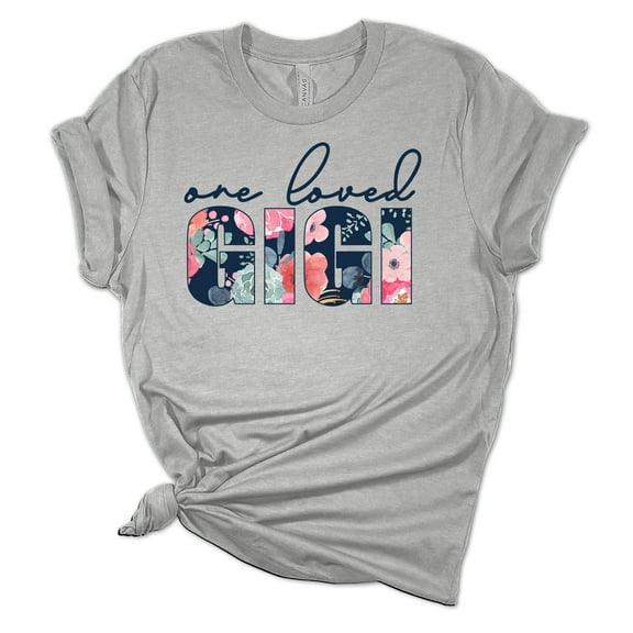 Women's Mother's Day One Loved Gigi Short Sleeve T-shirt Graphic Tee-Sports Grey-4xl