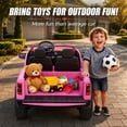 thumbnail image 5 of RAM 24V Kids Ride on Truck Cars, Ride on Toys with Remote Control, Electric Car for Kids 2 Seater, Powered Toddler Car with Bluetooth MP3 4 Wheels Suspension for Boys Girls, Pink, 5 of 8