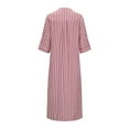 thumbnail image 4 of Sakmal Shirt Dress Womens Dresses Long Sleeve Long V Neck Striped Pink Dresses ,Sizes S-2XL, 4 of 6