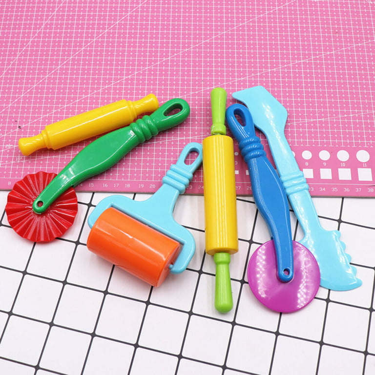 VERR 7pcs Funny DIY Plastic Handheld Roller Art Clay Toy Clay Rolling Pin Dough Tool for Children (Random Color), Size: 22, Other