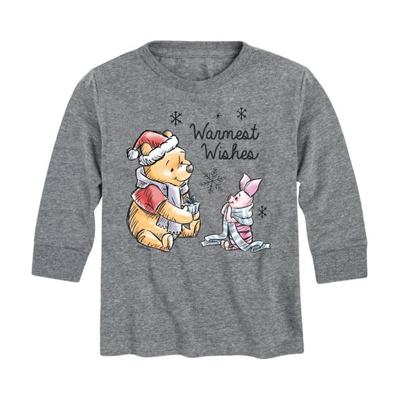Disney Winnie The Pooh - Pooh & Piglet Warmest Wishes Christmas - Toddler & Youth Long Sleeve Graphic T-Shirt