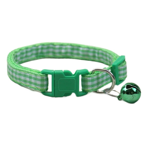 UDIYO Pet Collar Plaid Pattern Multiple Colors Vibrant Buckle Bells Small Dog Cat Regular Collar Pet Accessories
