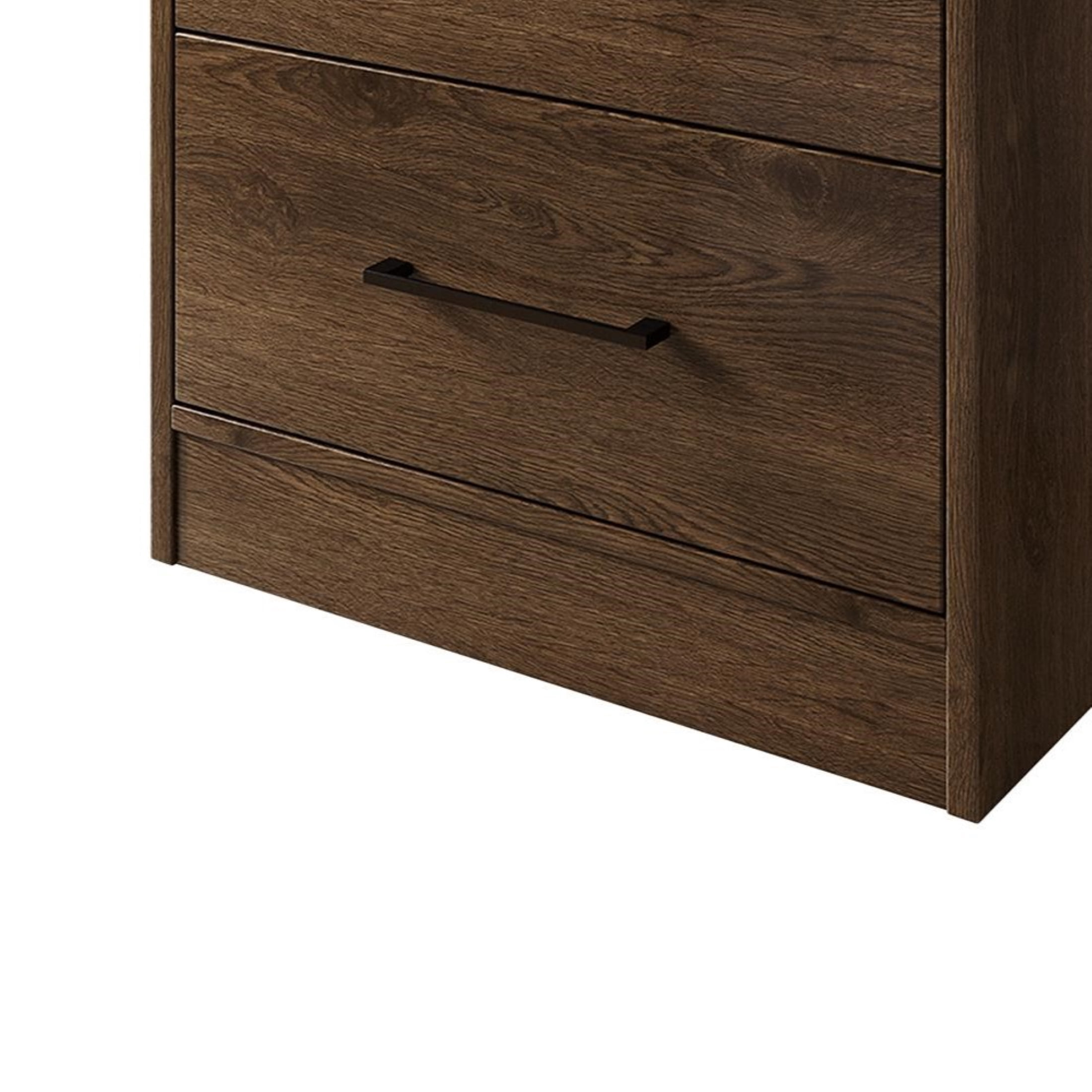 Castle Place Minimalist 2 Drawer Wooden Nightstand, Walnut