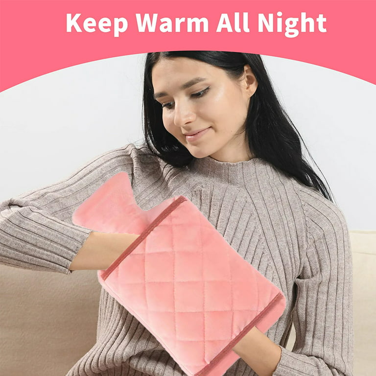 Hot Water Bag,Hot Water Bottle Rubber Warm Water Bag Pouch with Soft Plush  for Neck and Shoulder, Back,Hand, Legs, Waist Warm,Period Cramps Pain