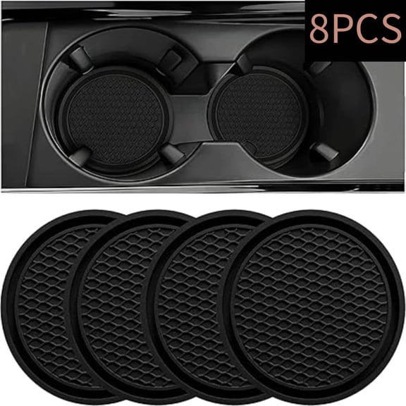 OFEFE 8-Piece Car Cup Coaster Set - Universal Non-Slip Cup Holder Insert, Silicone Coasters for Auto Interior, Office & Home Use, Noise Reduction Accessories
