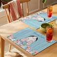 thumbnail image 4 of Easter Rabbit Tail Placemats Set of 12, Spring Floral Leaf Watercolor Easter Eggs Blue Wood Grain Non-Slip Place Mats Washable Table Mats for Kitchen Dining Table Decorations Indoor/Outdoor, 4 of 9