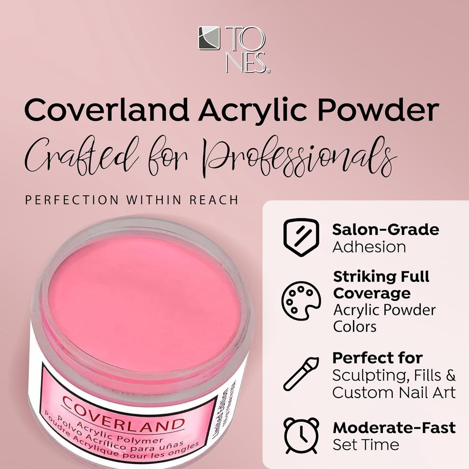 TONES COVER LAND ACRYLIC NAIL POWDER DREAM HOUSE PINK| limited edition acrylic powder for nail design | sculpting and masking bed imperfections | nail supplies (1.5 oz)