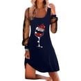 thumbnail image 4 of Femmes Classique Robe de Thé à Manches Longues V Robe de Cou avec Ceinture Swing Robes de Soirée Cocktail, 4 of 5