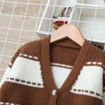 thumbnail image 4 of IVEYRTF Kids Knitted Cardigan Long Sleeve Sweater Warm Cozy Outerwear with Pocket for Children Boys Girls Soft Comfortable Everyday Wear Fall Winter(Coffee#4,13 Years), 4 of 9