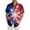 Red, variant on Men's American 250Th Anniversary Art Print Hawaiian Shirt 1776-2026 Patriotic Tee with America Script and Starburst Rays Vermilion XXL
