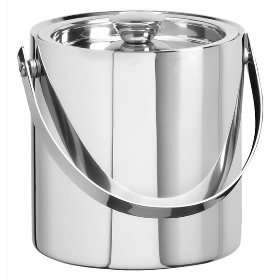 Polished Stainless Steel 3Qt Doublewall Linea Ice Bucket (Bale Handle)