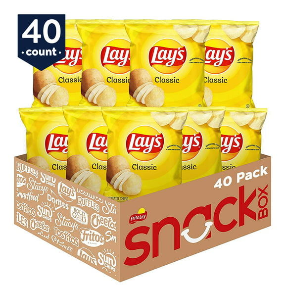 Lay's Potato Chips, Classic Flavor, Snack Chips, 1 oz Bags, 40 Count Multipack
