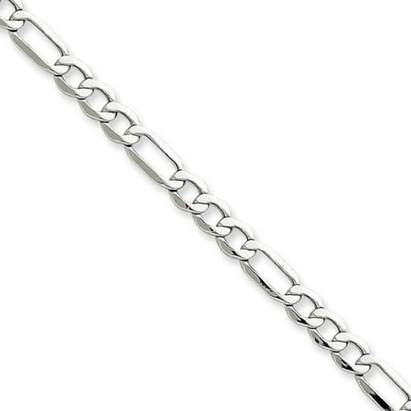 14k White Gold 7in 5.35mm Solid Lightweight Figaro Chain Bracelet