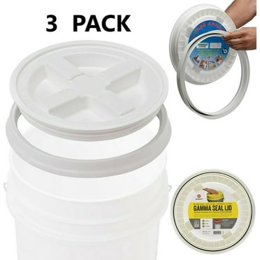 (3 Pack) Gamma Seal Lid for 5 Gallon 3.5 Gallon Buckets, White, Made in USA