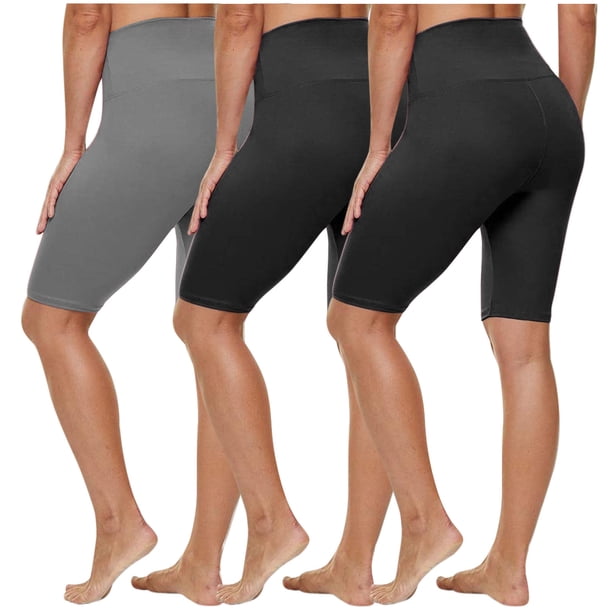 MKLEKYY Conjunto deportivo para mujer, 3 piezas, pantalones cortos de yoga de cintura alta para mujer, pantalones cortos deportivos para correr al aire libre