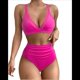 thumbnail image 2 of Traje de Baño de con Control de Abdomen para Mujer, Push Up, Cintura Alta, Color Rosa y Rojo, Talla M, 2 of 10